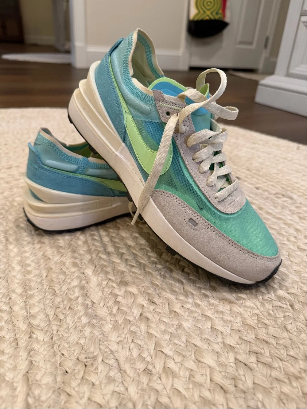 Nike Women’s Sneakers in Aqua, Light Green & Cream